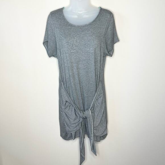 ANTHROPOLOGIE DOLAN LEFT COAST gray tie front casual short sleeve dress size med - Picture 2 of 6
